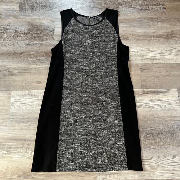 Eileen Fisher Sleeveless Tweed Knit Colorblock Dress Black L Minimalist Workwear - Picture 3 of 8